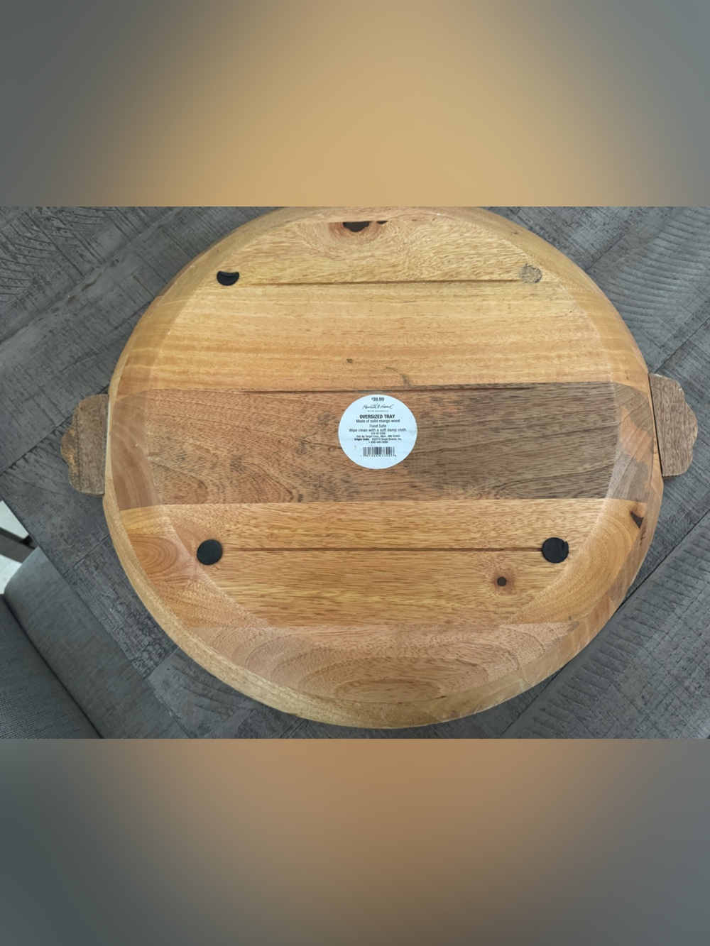 Round Mango Wood Serving Tray 22” across. - Picture 3 of 7